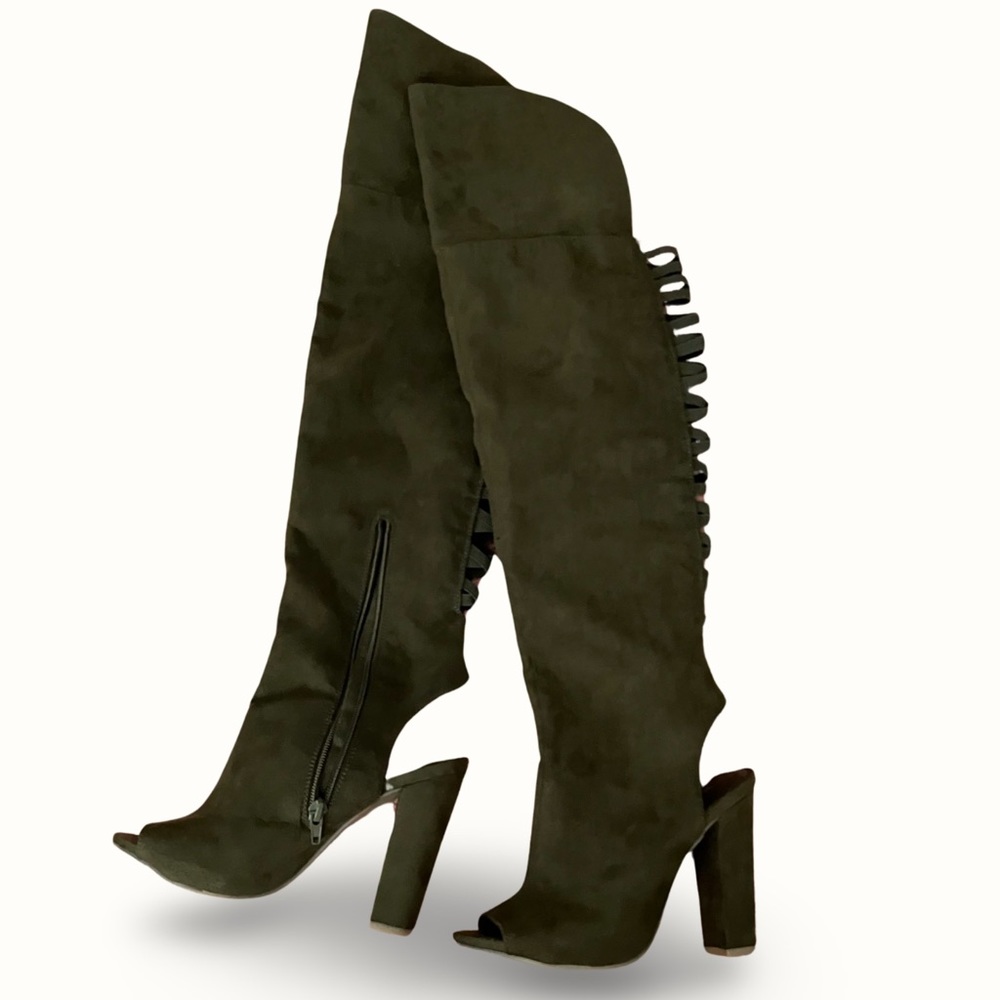 Bamboo Over the Knee Open Toe Boots